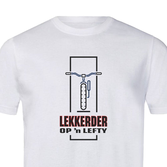 Lekkerder Op 'n Lefty T-Shirt - Sports T - White