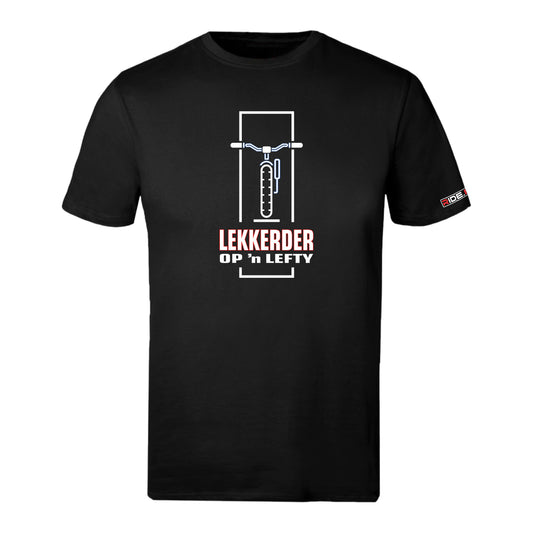 Lekkerder Op 'n Lefty T-Shirt - Sports T - Black