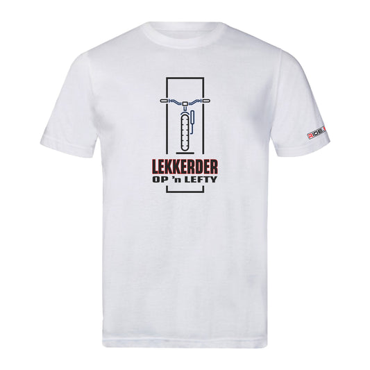Lekkerder Op 'n Lefty T-Shirt - Sports T - White