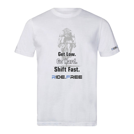 Get Low. Go Hard. Shift Fast. - Sports T - White