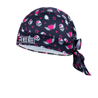Flying Hearts Skull Cap
